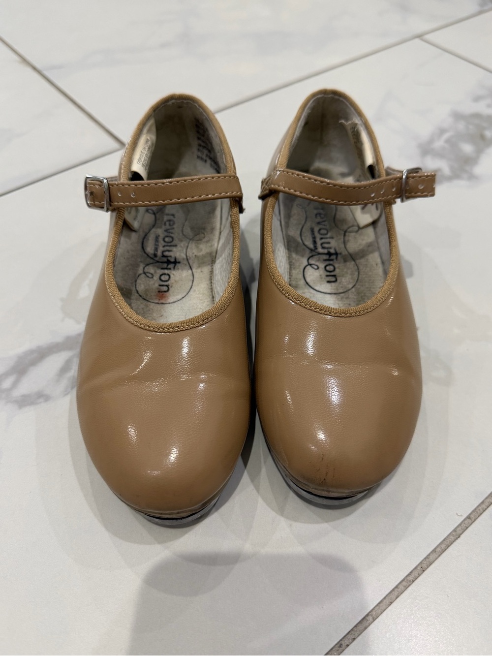 Revolution Girls Tan Patent Tap Mary Jane Shoes